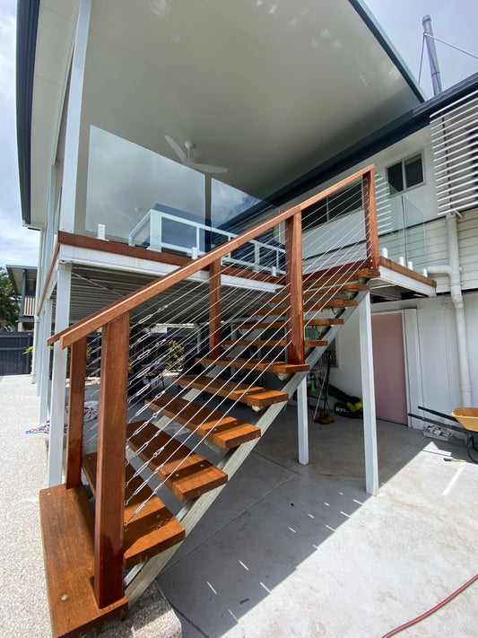 Hardwood Timber Balustrades with Stainless Steel Cables QHI National